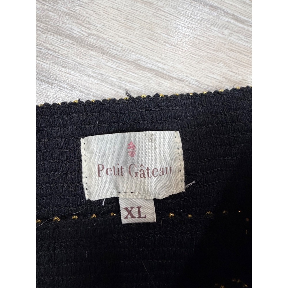 Petit Gateau Metallic Gold Silver Chevron Mini Skirt Xl Black Pleated 100zl View 3